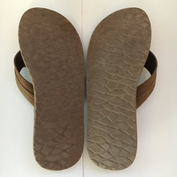Flojos Flip Flops 12 Brown Tan Sandals Slip On Comfort Beach - Picture 5 of 6